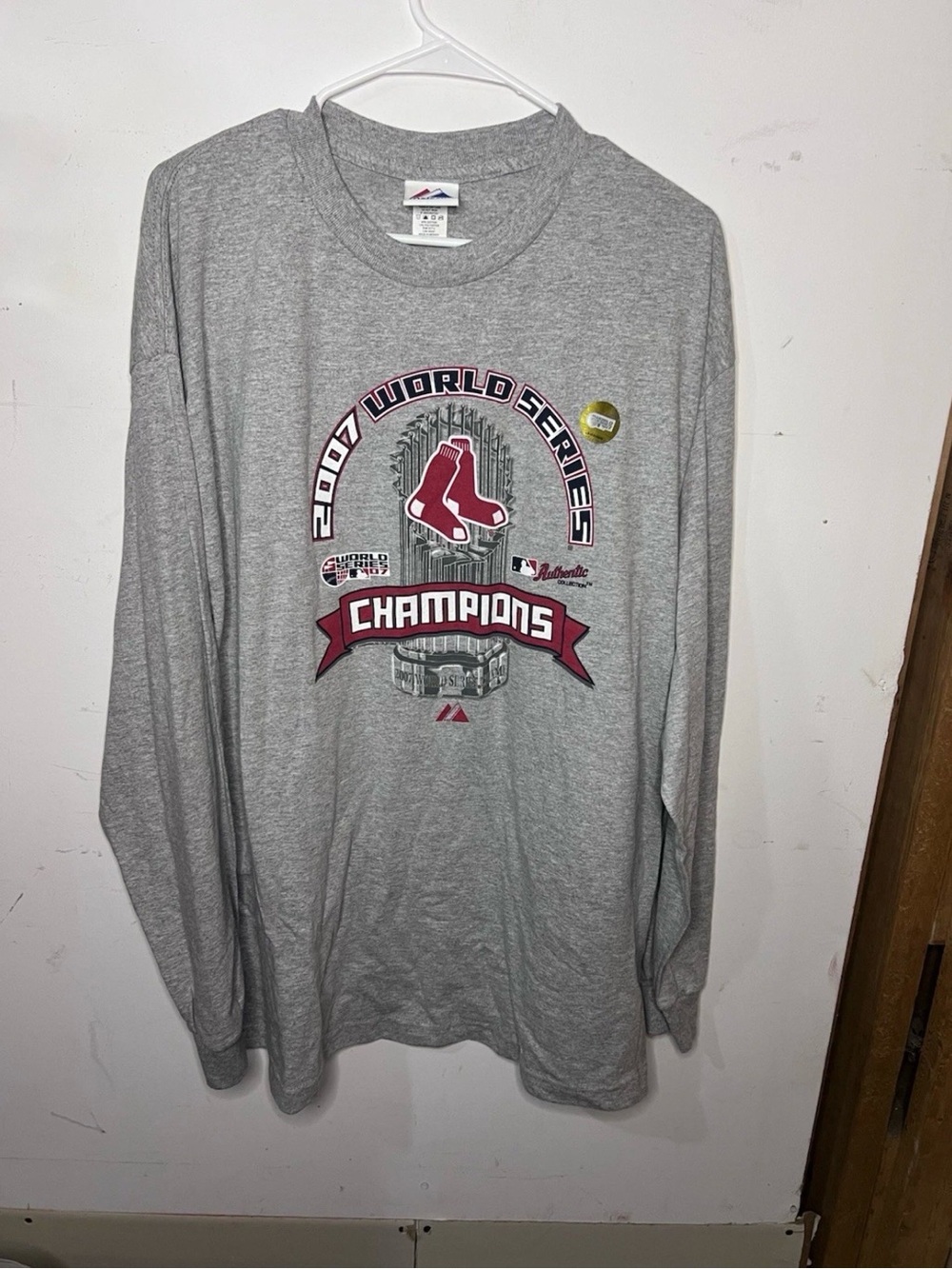 Majestic Gray Long-Sleeve Boston Red Sox Champions Tee